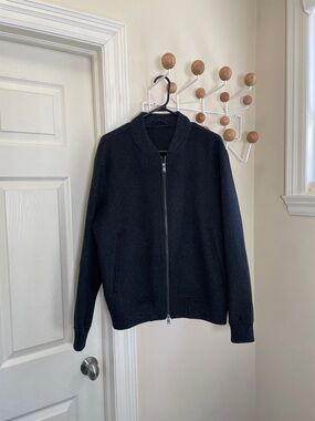 Massimo Dutti - Classic Zip Up Viscose Bomber Jacket - Black - M